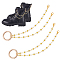 2Pcs Brass Enamel Link Chains Shoes Charms, with Alloy Spring Gate Rings, Flower, Golden, 340mm, 2pcs/set