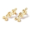 Textured Flower Ion Plating(IP) 304 Stainless Steel Stud Earrings for Women, Golden, 37x13mm