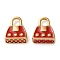 304 Stainless Steel Enamel Charms, Real 14K Gold Plated, Handbag Char, Red, 13x10.5x4.5mm, Hole: 3x3.5mm