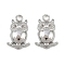 304 Stainless Steel Owl Pendant Rhinestone Settings, Lead Free & Cadmium Free & Nickel Free, Stainless Steel Color, Fit for 1.5mm Rhinestone, 14.5x9.5x2.5mm, Hole: 1.8mm