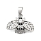Brass Micro Pave Cubic Zirconia Pendants, Platinum, Bees, 13.5x18x3.5mm, Hole: 4.5x2.5mm