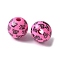 Mother's Day Theme Printed Wood European Beads, Large Hole Beads, Round, Mama Bear, Word, 16.5x14.5mm, Hole: 4mm