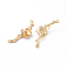 Brass Links connectors, Real 18K Gold Plated, Flower with Branch/Plum Blossom, 35x13x5.5mm, Hole: 1.2mm