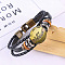 Imitation Leather Cord Triple Layer Multi-strand Bracelets, Flat Round Alloy Constellation Bracelets for Men Women, Virgo, 7-1/8 inch(18cm)