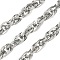 304 Stainless Steel Rope Chains, Unwelded, with Spool, Stainless Steel Color, 6.5x2.5mm