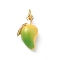 Brass Enamel Pendants, Fruit Charms, Rack Plating, Long-Lasting Plated, with Jump Ring, Golden, Mango, 17x10x7mm