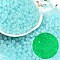 6/0 Luminous Glass Seed Beads, Round Hole, Frosted Inside Colours, Glow in the Dark, Rondelle, Cyan, 4.5x3.5mm, Hole: 1.5mm, about 4500pcs/pound