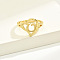 Brass Alphabet Adjustable Rings for Women, with Heart, Letter O, 17mm, US Size 6 1/4(16.7mm)