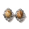Natural Picture Jasper Multi-Strand Links, Flower, with Brass Micro Pave Cubic Zirconia Findings, Rack Plating, Lead Free & Cadmium Free, 21x17.5x9.5mm, Hole: 1.8mm