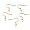 316 Surgical Stainless Steel Earring Hooks, Ear Wire, with Horizontal Loop, Real 18K Gold Plated, 19mm, Hole: 2mm, 22 Gauge, Pin: 0.6mm