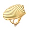 Ion Plating(IP) 304 Stainless Steel Finger Rings, Shell, Real 18K Gold Plated, Inner Diameter: Adjustable