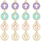 16Pcs 4 Colors Light Gold Plated Alloy Enamel Pendants, Flat Round with Cross, Mixed Color, 15x12x1.5mm, Hole: 1.6mm, 4pcs/color