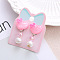 Alloy Plastic Clip-on Earrings for Kid, Platinum, Heart, 40x15mm