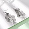 430 Stainless Steel Flat Round Dangle Earrings, with Iron Earring Hooks, Stainless Steel Color, 75mm