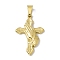 PVD Vacuum Plating 304 Stainless Steel Pendants, Cross with Pray, Golden, 37.5x24x4mm, Hole: 7x3mm