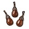 Synthetic Goldstone Pendants, Brass Teardrop Charms, Red Copper, Lead Free & Cadmium Free, 31x15x8mm, Hole: 5x7.5mm