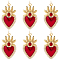 6Pcs Brass Micro Pave Clear Grade AAA Cubic Zirconia Pendants, with Enamel and Jump Ring, Long-Lasting Plated, Cadmium Free & Lead Free, Sacred Heart, Real 18K Gold Plated, 27x15.5x4mm, Hole: 3mm