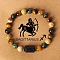 Twelve Constellations Natural Tiger Eye & Picture Jasper & Rhyolite Jasper Round & Column Beaded Stretch Bracelets for Women Men, with Gift Card, Sagittarius, 2-3/8 inch(6cm)
