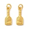 Brass Pendants, Pickleball Paddle Charms, Long-Lasting Plated, Lead Free & Cadmium Free, with Jump Ring, Real 24K Gold Plated, 14x5x2mm, Hole: 2mm