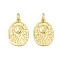 Brass Pendants, Oval with Sun & Star, with Jump Ring, Cadmium Free & Lead Free, Rack Plating, Long-Lasting Plated, Real 18K Gold Plated, 18x12.5x2mm, Hole: 3.4mm