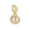 Brass Micro Pave Cubic Zirconia European Dangle Charms, Ring with Human, Real 18K Gold Plated, 26mm, Hole: 5mm
