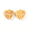 Opaque Acrylic Pendants, Heart with Fancy Carving, Gold, 41~42x39.5x16.5mm, Hole: 3mm