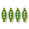 Glass Seed Beaded Pea Pendants, with Glass Pearl Round Bead & 304 Stainless Steel Jump Rings, Real 18K Gold Plated, Lime Green, 34x11.5x8.5~9mm, Hole: 2.5mm