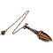 Natural Tiger Eye Dowsing Pendulum Big Pendants, Undyed, with Platinum Plated Metal Findings, Cone Charm, 180mm