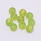 Resin Beads, Buddhist Theme, Round with Om Mani Padme Hum, Lawn Green, 8x7.5mm, Hole: 2mm