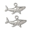 Ocean Theme 304 Stainless Steel Pendants, Stainless Steel Color, Shark, 18x30x3mm, Hole: 3mm