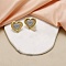 Brass Micro Pave Clear Cubic Zirconia Stud Earrings, Platinum & Golden, Heart, 23x24mm