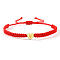 304 Stainless Steel Heart with Letter Bead Braided Bead Bracelets, Adjustable Nylon Cord Braided Bracelets for Couple Friendship, Gold, Letter V, 7-7/8 inch(20cm), Inner Diameter: 11 inch(28cm)