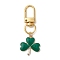 Lucky Clover Alloy Enamel Pendant Decoration, with Alloy Swivel Clasps, Golden, 57mm