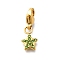 Star 304 Stainless Steel Rhinestone Pendants Decoration, with Lobster Claw Clasps, Ion Plating(IP), Real 14K Gold Plated, Olivine, 11x7.5x2mm
