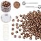 Sealing Wax Particles Kits for Retro Seal Stamp, with Stainless Steel Spoon, Candle, Plastic Empty Containers, Coffee, 9mm, 200pcs