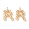 Brass Pendants, Cadmium Free & Nickel Free & Lead Free, Letter Charms, Real 18K Gold Plated, 13x9x2mm, Hole: 1mm