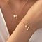 Heart Brass Pendant Necklaces & Charm Bracelets Sets, Golden, Letter I, 400mm