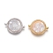 Brass Micro Pave Cubic Zirconia Links connectors, with Shell, Flat Round with Virgin Mary, Clear, Mixed Color, 15x20x3mm, Hole: 1.2mm