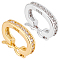 2Pcs 2 Colors 925 Sterling Silver Twister Clasps, with Clear Cubic Zirconia, Oval, Mixed Color, 12x9x2mm, Inner Diameter: 6x8.5mm, 1pc/color