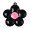 Spray Painted Alloy and Enamel Big Pendants, Flower, Cadmium Free & Nickel Free & Lead Free, Black, 58x54x6mm, Hole: 3mm