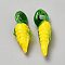 Fruit Theme Glass Pendants, Corn, 26.5~29.5x9.5~10.5x6.5mm, Hole: 4.5mm