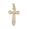 Brass Micro Micro Pave Clear Cubic Zirconia Pendants, Cross, Real 18K Gold Plated, 32x17x2mm, Hole: 6x3.5mm