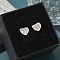 Rack Plating Brass Micro Pave Clear Cubic Zirconia Stud Earrings, Heart, Letter H, 8.5x9.5mm
