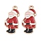 Christmas Alloy Enamel Pendants, Light Gold, Santa Claus, 25.5x13x1mm, Hole: 1.6mm