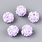 Handmade Polymer Clay Rhinestone and Resin Beads, Round with Butterfly, Lilac, 18~19mm, Hole: 1.8~2mm