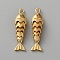 Brass Pendants, Fish, Real 18K Gold Plated, 39.5x10x7.5mm, Hole: 2.5x4mm