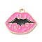 Alloy Enamel Pendants, Halloween Themes Charms, Golden, Lip, 19.5x23x1.2mm, Hole: 2mm