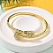 Brass Micro Pave Clear Cubic Zirconia Hinged Bangles, Twisted Rope Shape Bangles for Women, Long-Lasting Plated, Lead Free & Cadmium Free, Real 18K Gold Plated, 4~15.5mm, Inner Diameter: 2-1/4 inch(5.7cm)