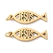 Ion Plating(IP) 304 Stainless Steel Pendants, with Jump Ring, Laser Cut, Jesus Fish Charm, Real 18K Gold Plated, 19x7x1mm, Hole: 2.8mm
