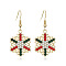 Snowflake Alloy Dangle Earrings, with Rhinestone, Golden, 41.9x19.3mm